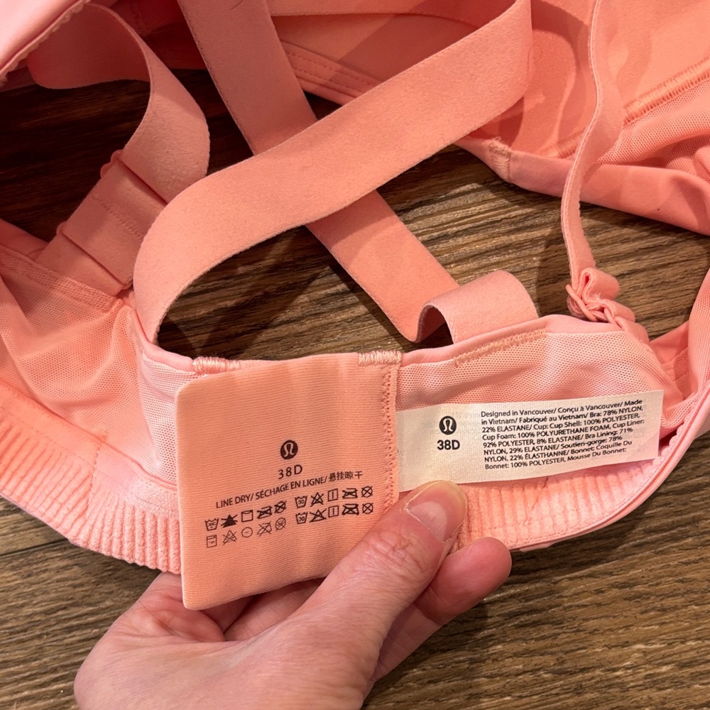 Lululemon Energy Bra High Support Sports Bra 38D in Dew Pink NWT Retails for $68 - Picture 6 of 6